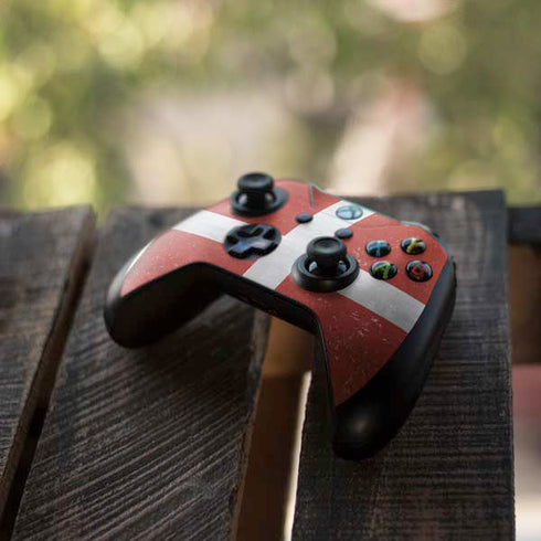 Denmark Flag Distressed Xbox One X Controller Skin